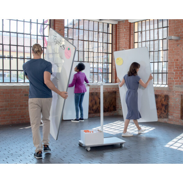 nobo Kombitafel Move & Meet, Weißwand Filz, weiß grau