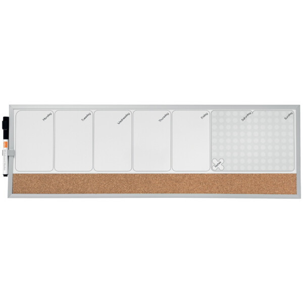 nobo Kombi-Wochenplaner, Weißwand Kork, (B)585 x (H)190 mm