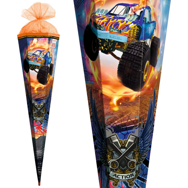 ROTH Schultüte "Monstertruck Fire", rund, 700 mm