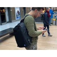 STOP Notebook-Rucksack SAFEPAK RPET ANTIGUA, USB-Ladeport