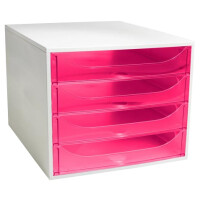 EXACOMPTA Schubladenbox ECOBOX, 4 Schübe, himbeere