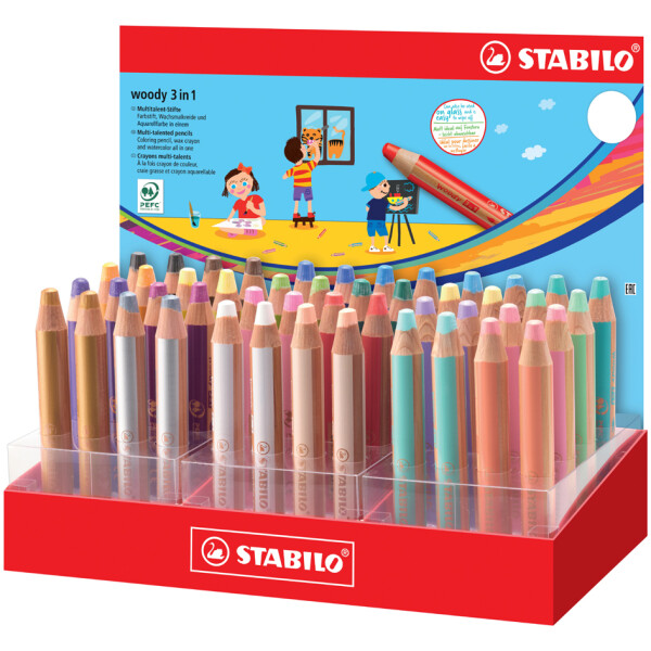 STABILO Multitalentstift woody 3 in 1, 48er Kartondisplay