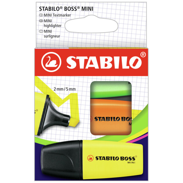 STABILO Textmarker BOSS MINI, 3er Kartonetui