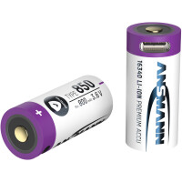 ANSMANN Li-Ion Akku 16340 mit USB-C Kupplung, 850 mAh