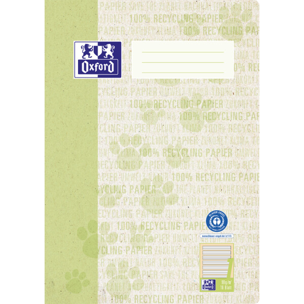 Oxford Schulheft "Recycling", DIN A4, 16 Blatt, Lineatur 3