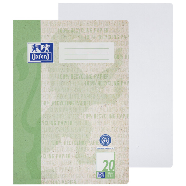 Oxford Schulheft "Recycling", DIN A4, 16 Blatt, Lineatur 20