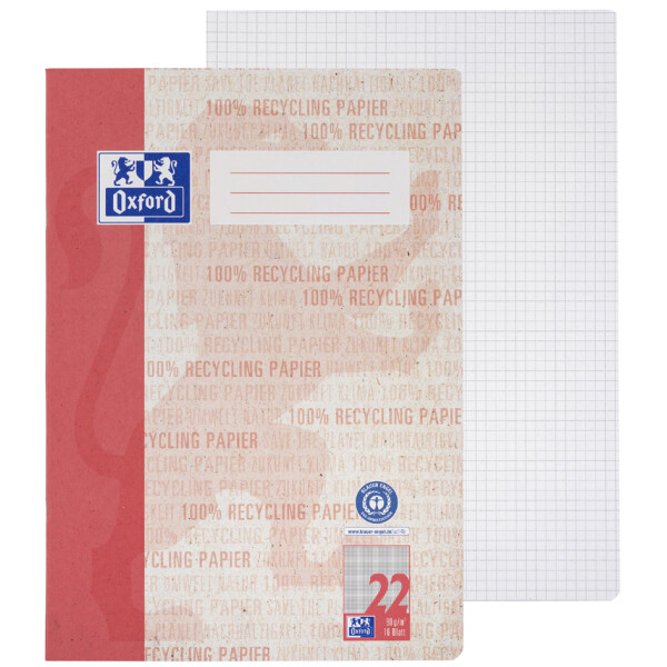 Oxford Schulheft "Recycling", DIN A4, 16 Blatt, Lineatur 20