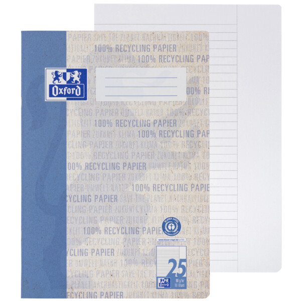 Oxford Schulheft "Recycling", DIN A4, 16 Blatt, Lineatur 20