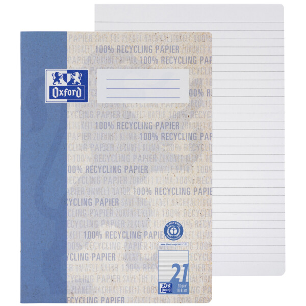 Oxford Schulheft "Recycling", DIN A4, 16 Blatt, Lineatur 22