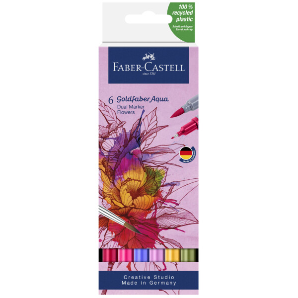FABER-CASTELL Aquarellmarker GOLDFABER, 6er Etui Blumen