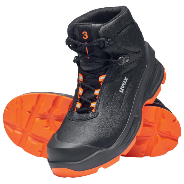 uvex 3 Schnürstiefel S3, schwarz orange, Gr. 47