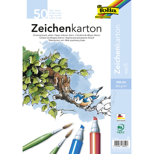folia Zeichenkarton, DIN A4, 200 g qm, wei&szlig;