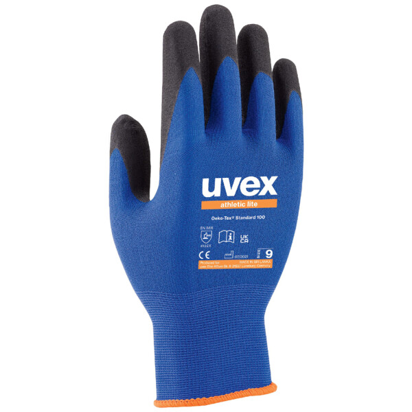uvex Arbeitshandschuh athletic lite, blau anthrazit, Gr. 8