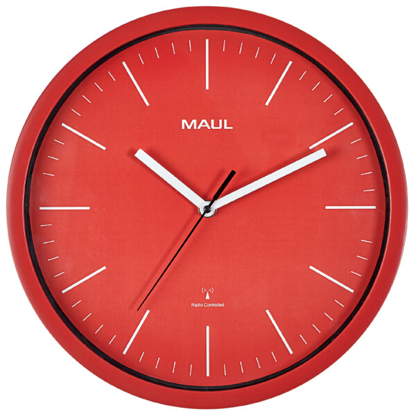 MAUL Wanduhr Funkuhr MAULjump, Durchmesser: 305 mm, rot