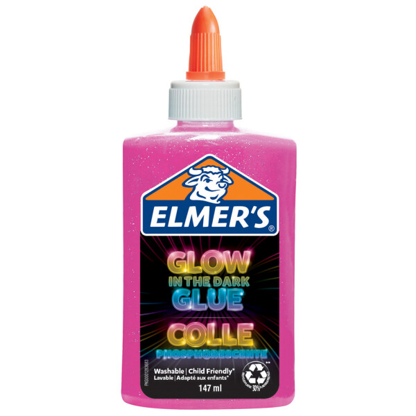 ELMERS Glow in the Dark Bastelkleber, rosa, 147 ml