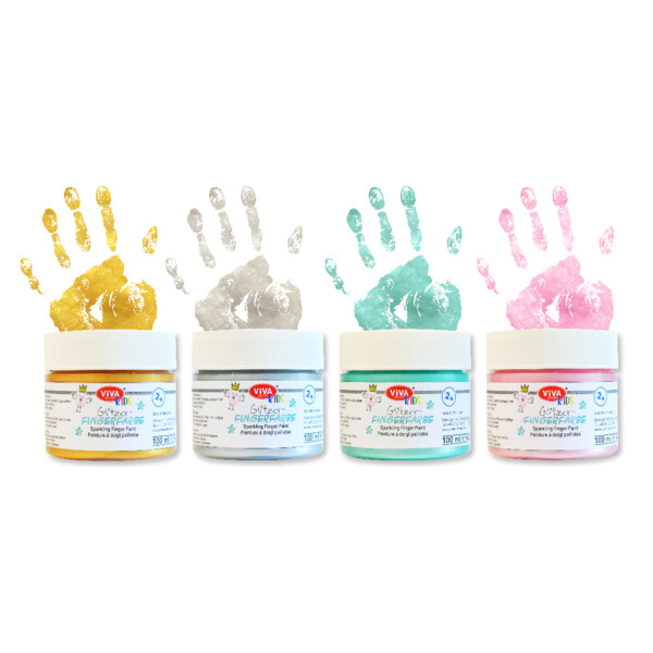 ViVA DECOR Fingerfarbe "ViVA KIDS", 4er-Set Glitzer