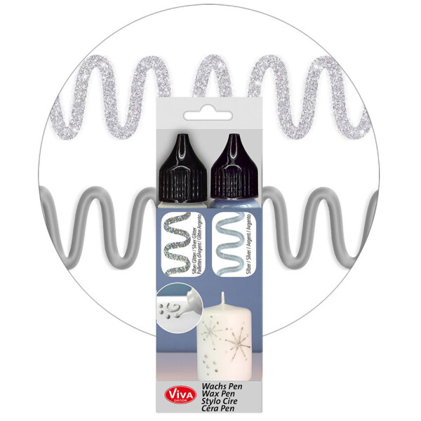 ViVA DECOR Candle Wachs Pen, 28 ml, 2er Set silber