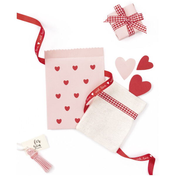folia Stoffbänder-Mix "Rosy Love", Gesamtlänge: 5,5 m