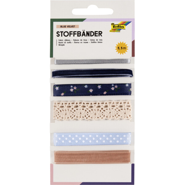 folia Stoffbänder-Mix "Rosy Love", Gesamtlänge: 5,5 m