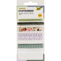 folia Stoffbänder-Mix "Rosy Love", Gesamtlänge: 5,5 m