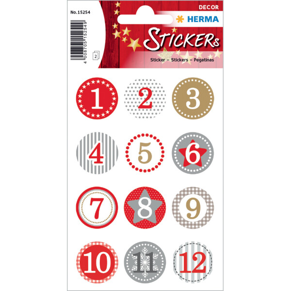 HERMA Weihnachts-Sticker DECOR Adventskalenderzahlen Symbole