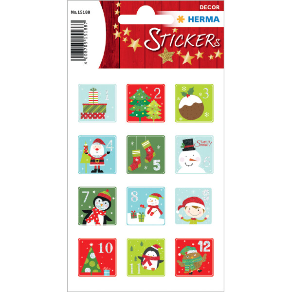 HERMA Weihnachts-Sticker DECOR Adventskalenderzahlen Symbole