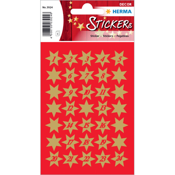 HERMA Weihnachts-Sticker DECOR Adventskalenderzahlen Kinder