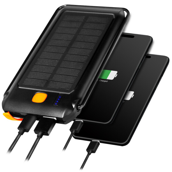LogiLink Solar-Powerbank, 10.000 mAh, 18 Watt,schwarz orange