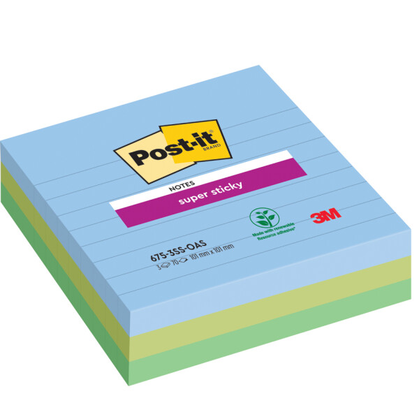 Post-it Haftnotizen super sticky notes, liniert, 101x101 mm