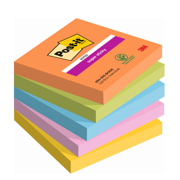 Post-it Haftnotizen super sticky notes, 76 x 76 mm, Boost
