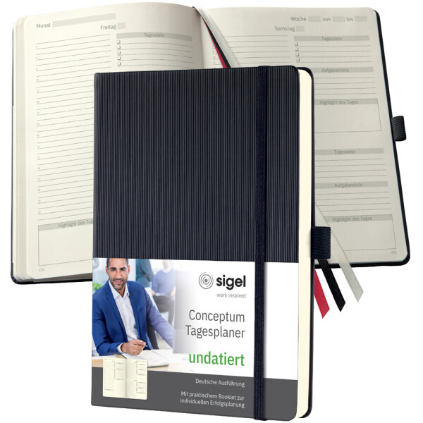 sigel Buchkalender Conceptum, DIN A5, immerwährend, schwarz