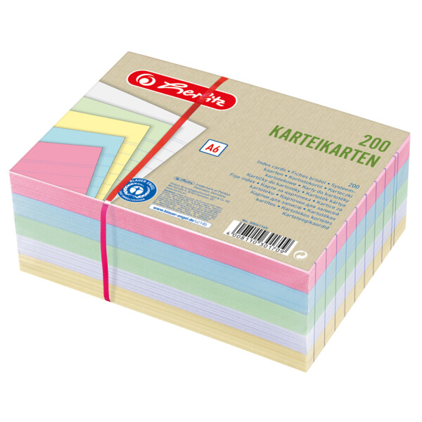 herlitz Karteikarten Recycling, DIN A6, liniert, sortiert