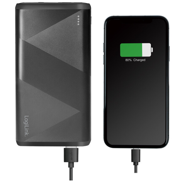 LogiLink Powerbank, 10.000 mAh, 2x USB, schwarz
