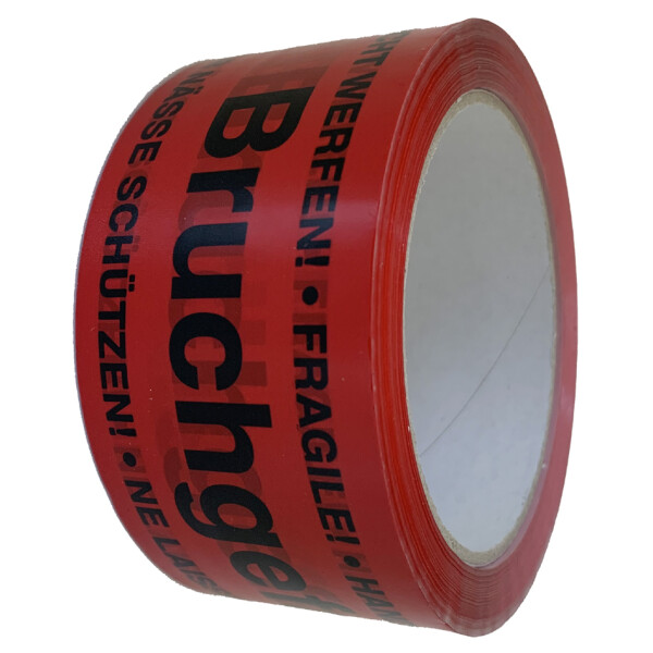 HAPPEL Signalklebeband "Bruchgefahr", 50 mm x 66 m, rot