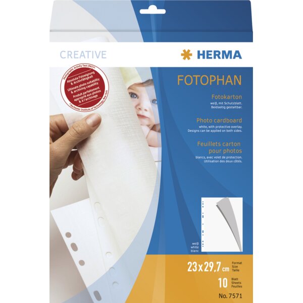HERMA Fotokarton, 230 x 297 mm, wei&szlig;
