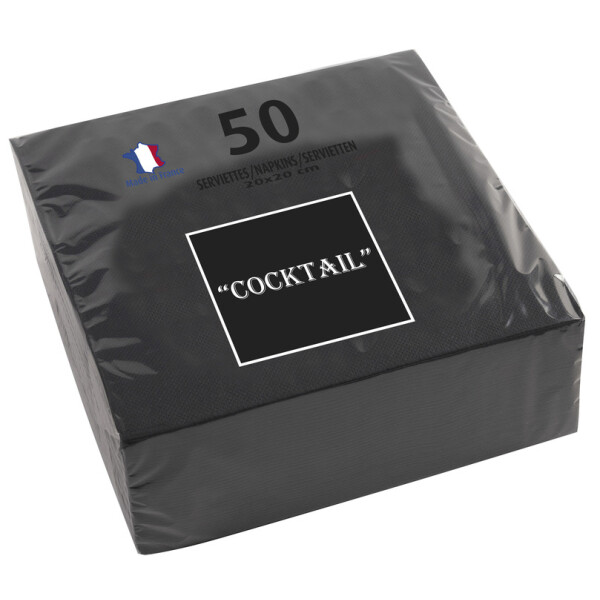 PROnappe Cocktail-Servietten, 200 x 200 mm, schwarz