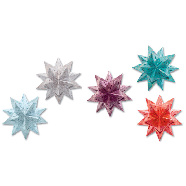 folia Faltblätter Bascetta-Stern, eisblau bedruckt