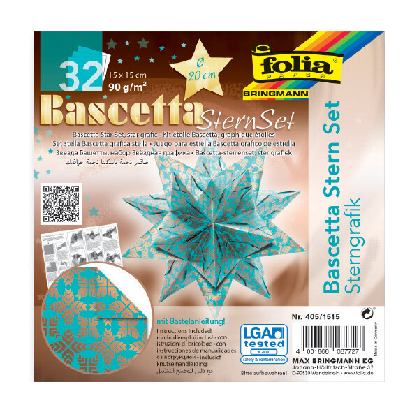 folia Faltblätter Bascetta-Stern, lila bedruckt