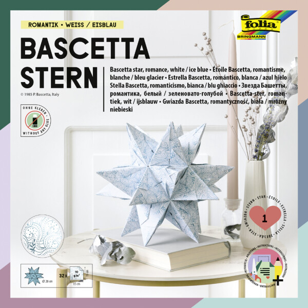 folia Faltblätter Bascetta-Stern, weiß bedruckt