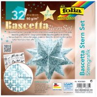 folia Faltblätter Bascetta-Stern, eisblau bedruckt