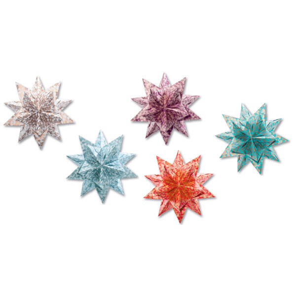 folia Faltblätter Bascetta-Stern, weiß bedruckt