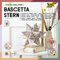 folia Faltblätter Bascetta-Stern, weiß bedruckt