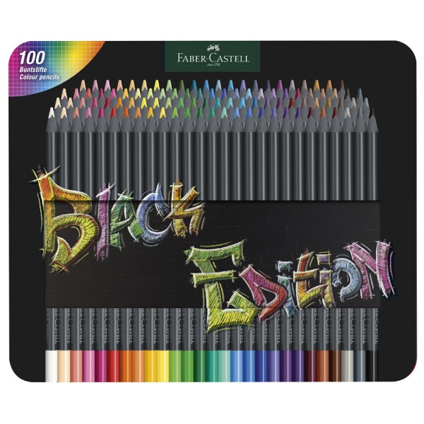 FABER-CASTELL Dreikant-Buntstifte Black Edition, 12er Etui