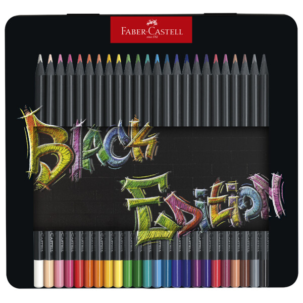 FABER-CASTELL Dreikant-Buntstifte Black Edition, 12er Etui