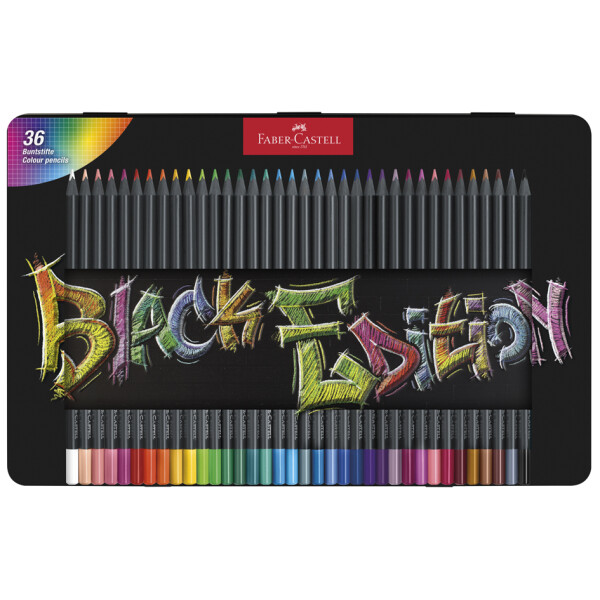 FABER-CASTELL Dreikant-Buntstifte Black Edition, 36er Etui