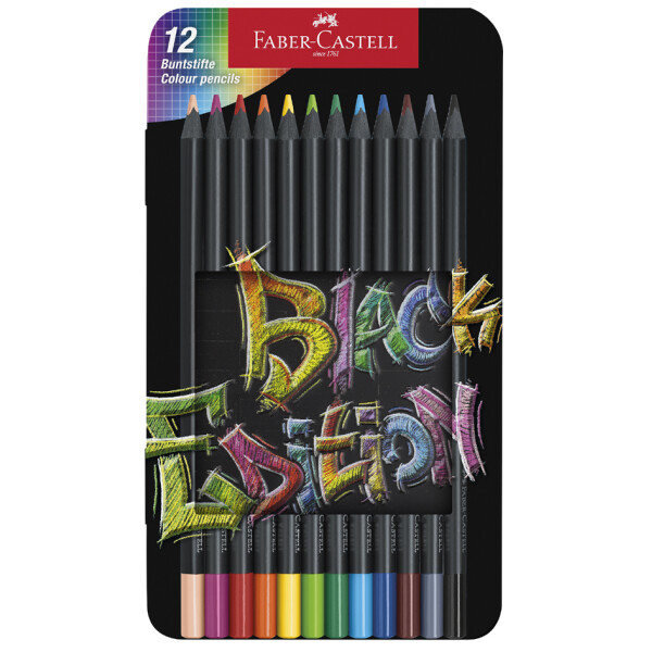 FABER-CASTELL Dreikant-Buntstifte Black Edition, 36er Etui