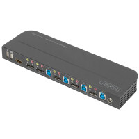 DIGITUS KVM-Switch, 4-Port, 4K60Hz, 4x DP in, 1x DP HDMI out