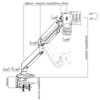 DIGITUS Universal Dual-Monitorarm, Klemmbefestigung, schwarz
