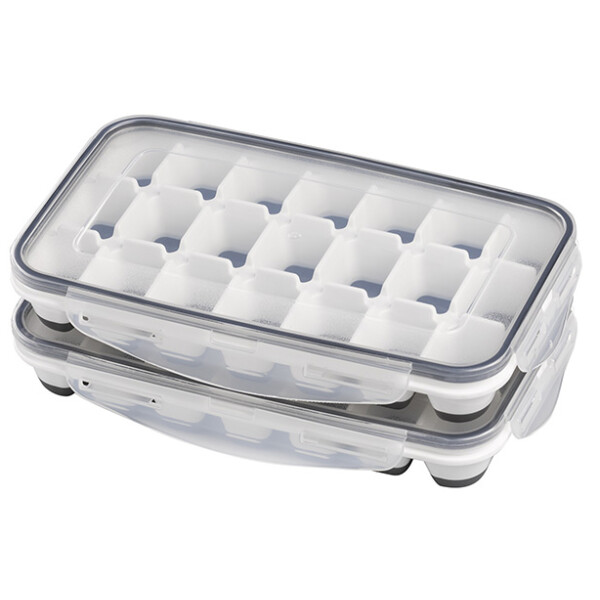APS Eiswürfeldose mit Deckel, transparent grau, 2er Set