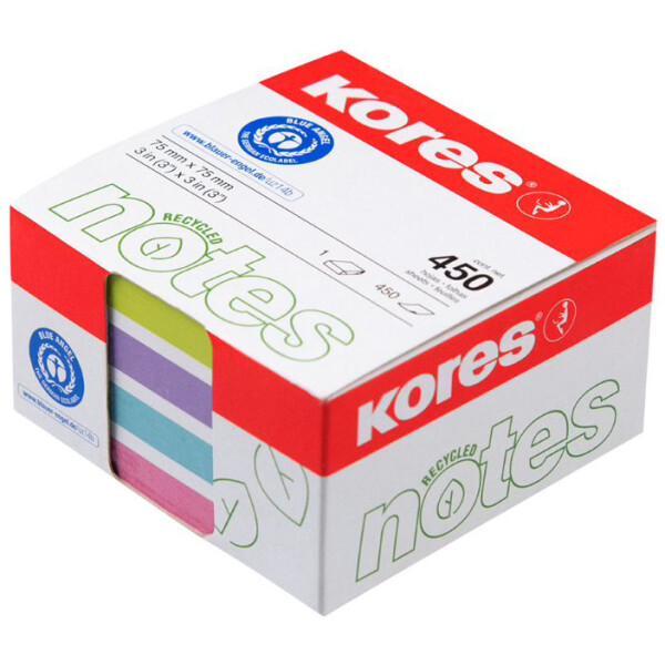 Kores Recycling Haftnotiz-Würfel "Recycled Pastel Notes"